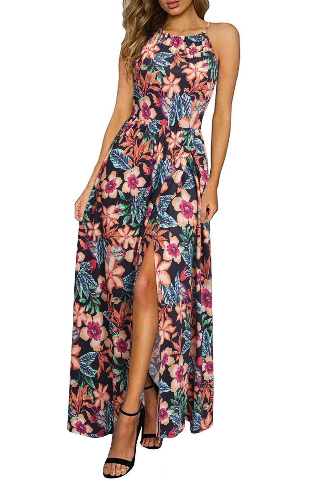 KILIG Women's Summer Floral Beach Flowy Split Maxi Long Dresses