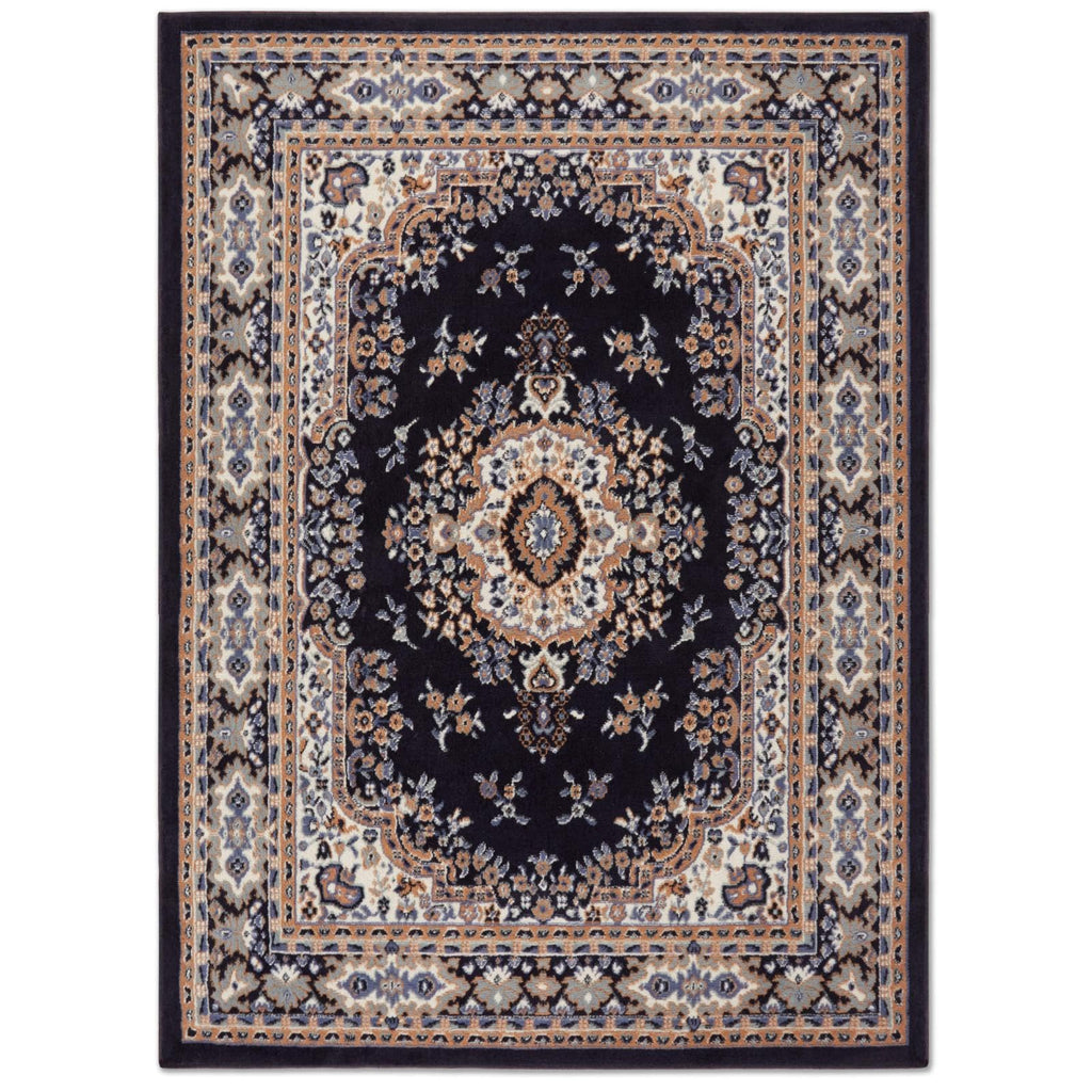 Home Dynamix Premium Sakarya Traditional Medallion Border Area Rug, Black, 21"x35" Rectangle