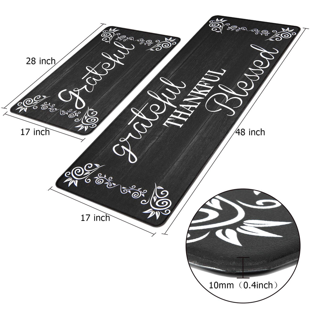 HEBE Anti Fatigue Kitchen Mat Set of 2 Non Slip Cushioned Kitchen Mats for Floor Waterproof Farmhouse Kitchen Rugs and Mats Set Comfort Standing Desk Mat Carpet for Sink,Office,Laundry