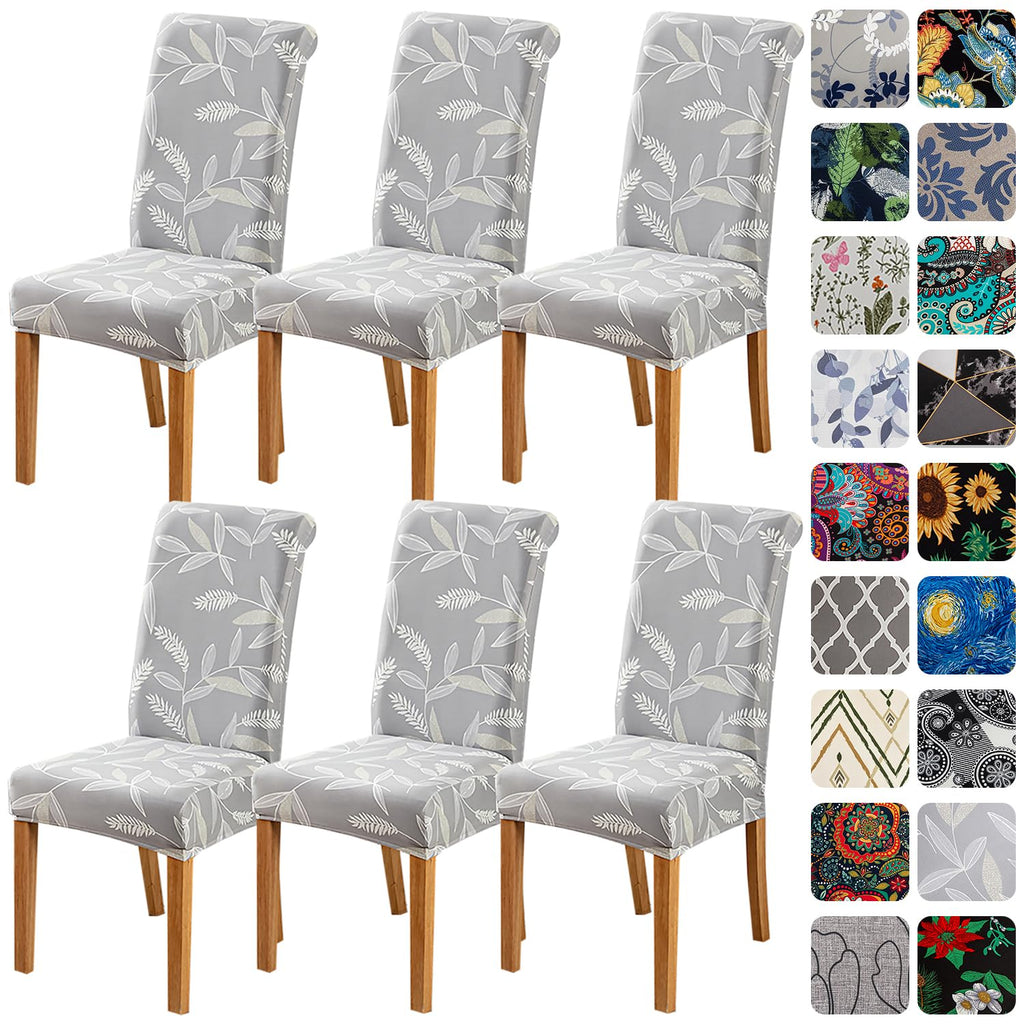 HZDHCLH 6 Pack Chair Covers for Dining Room,Soft Spandex Removable Washable Anti-dust Seat Slipcover, Protector for Hotel,Office,Ceremony,Banquet Wedding Party(Beige, Set of 6)