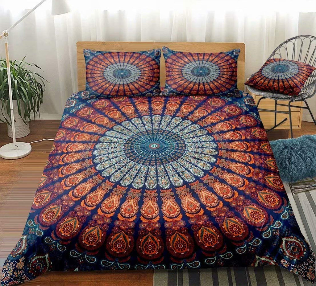 Buddha Comforter Set King, Indian Art Bohemian Mandala Zen Themed Buddha Eye Meditation Room Design Buddhist Decorative 3 Piece Quilt Set Lotus Flower Print Bedding Set(Gold Black)