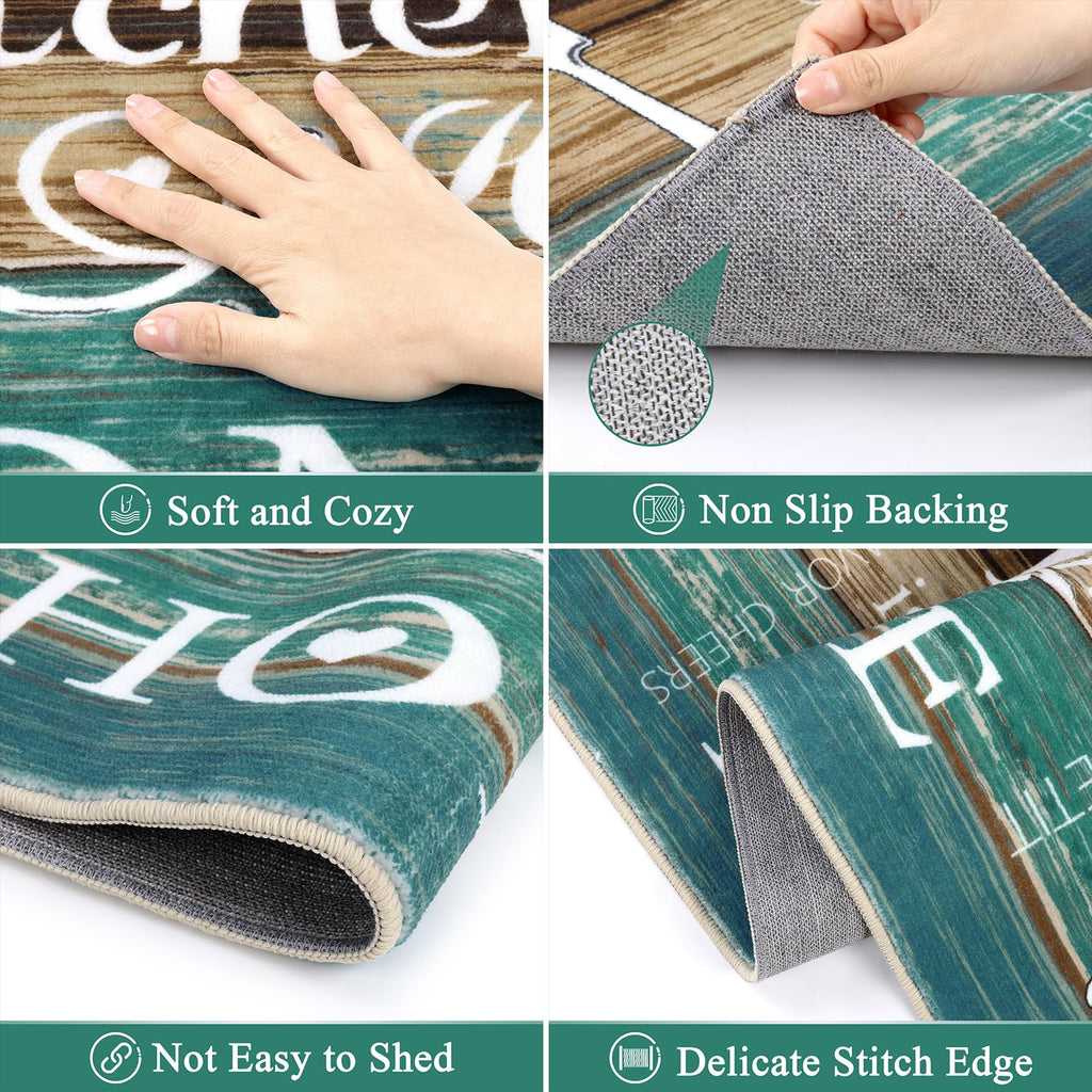 Vaukki Boho Kitchen Rug Sets 3 Pieces, Washable Kitchen Mats for Floor, Non Slip Soft Kitchen Area Rug Floor Mat for Kitchen, Laundry Room and Hallway (Grey and Beige, 20''x32''+20''x47''+20''x59'')
