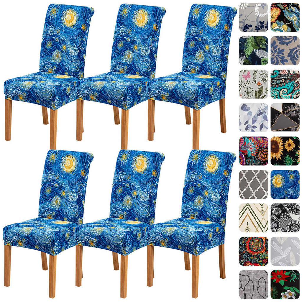 HZDHCLH 6 Pack Chair Covers for Dining Room,Soft Spandex Removable Washable Anti-dust Seat Slipcover, Protector for Hotel,Office,Ceremony,Banquet Wedding Party(Beige, Set of 6)