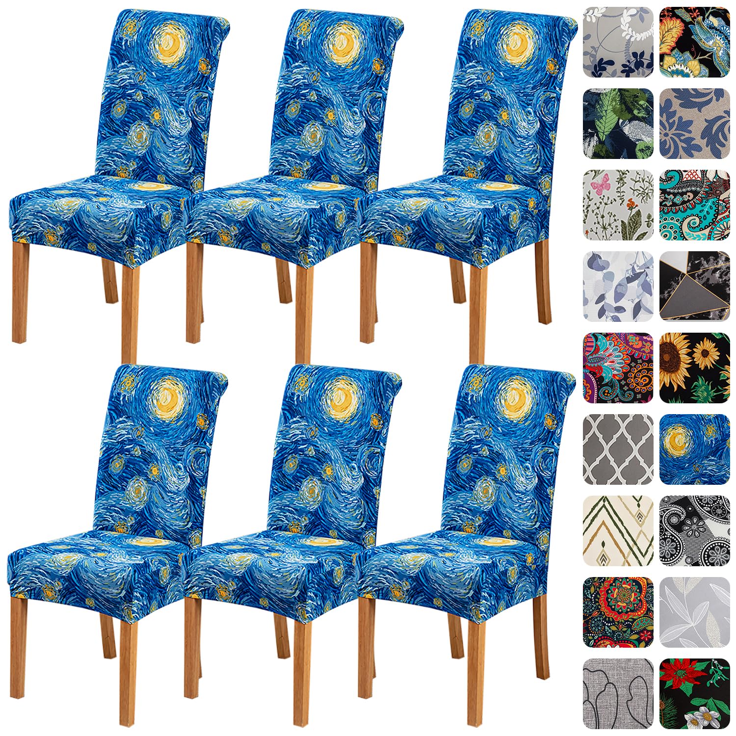 HZDHCLH 6 Pack Chair Covers for Dining Room,Soft Spandex Removable Washable Anti-dust Seat Slipcover, Protector for Hotel,Office,Ceremony,Banquet Wedding Party(Beige, Set of 6)