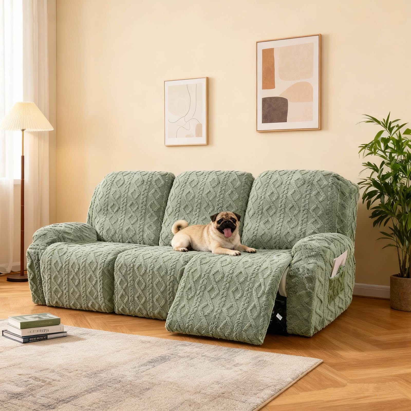JOKIVTOU Recliner Chair Covers 4-Pieces Reclining Chair Slipcovers with Pocket& Elastic Bottom, Soft Feel Fitted Lazy Boy Sofa Couch Cover Washable, Stretch Recliner Furniture Protector