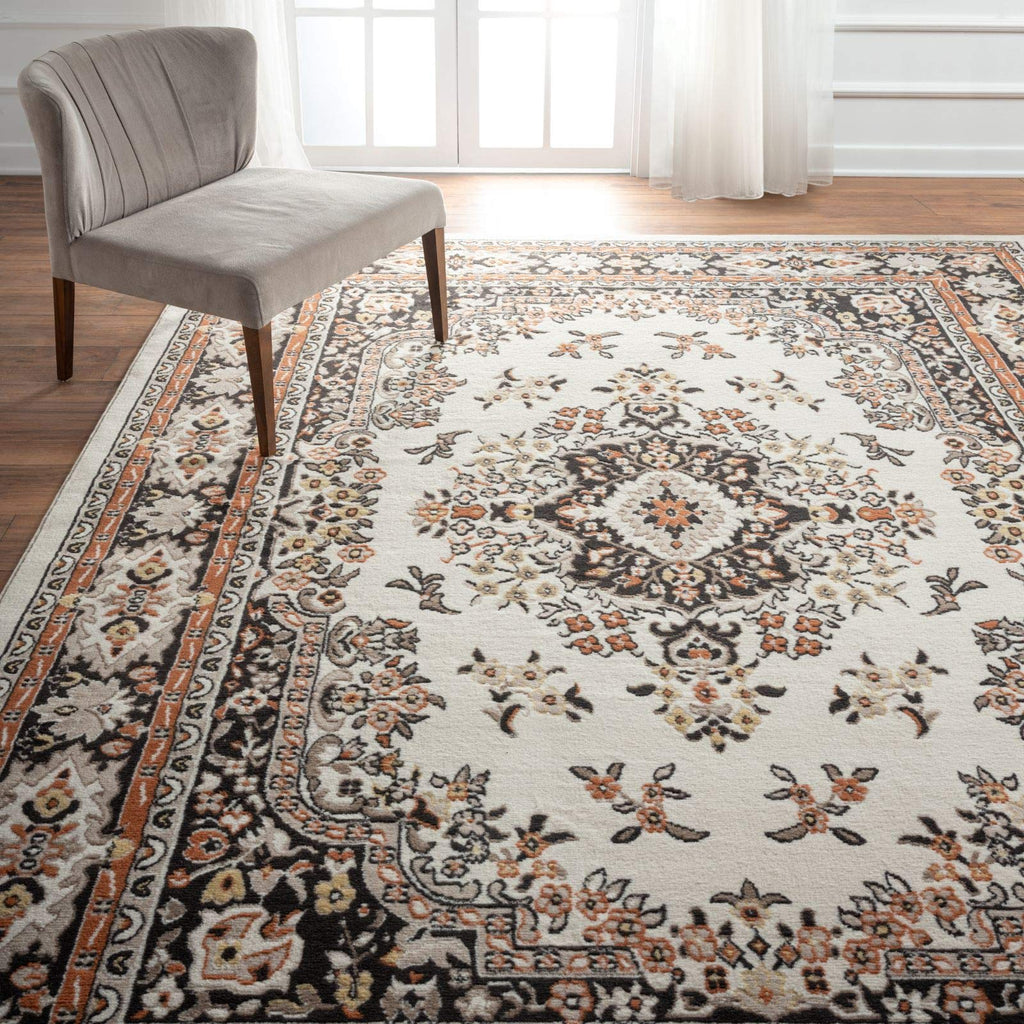 Home Dynamix Premium Sakarya Traditional Medallion Border Area Rug, Black, 21"x35" Rectangle