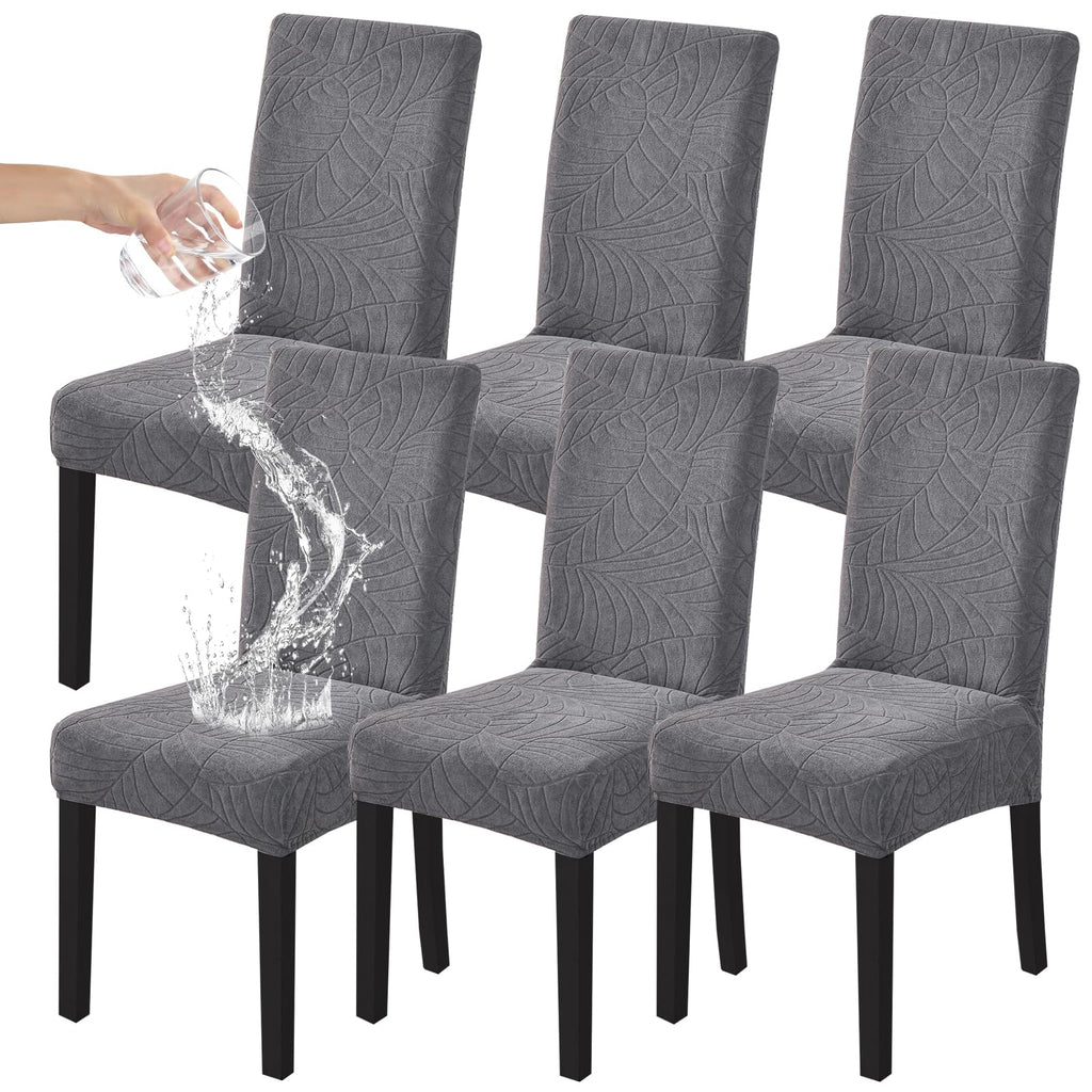 HZDHCLH 6 Pack Chair Covers for Dining Room,Soft Spandex Removable Washable Anti-dust Seat Slipcover, Protector for Hotel,Office,Ceremony,Banquet Wedding Party(Beige, Set of 6)