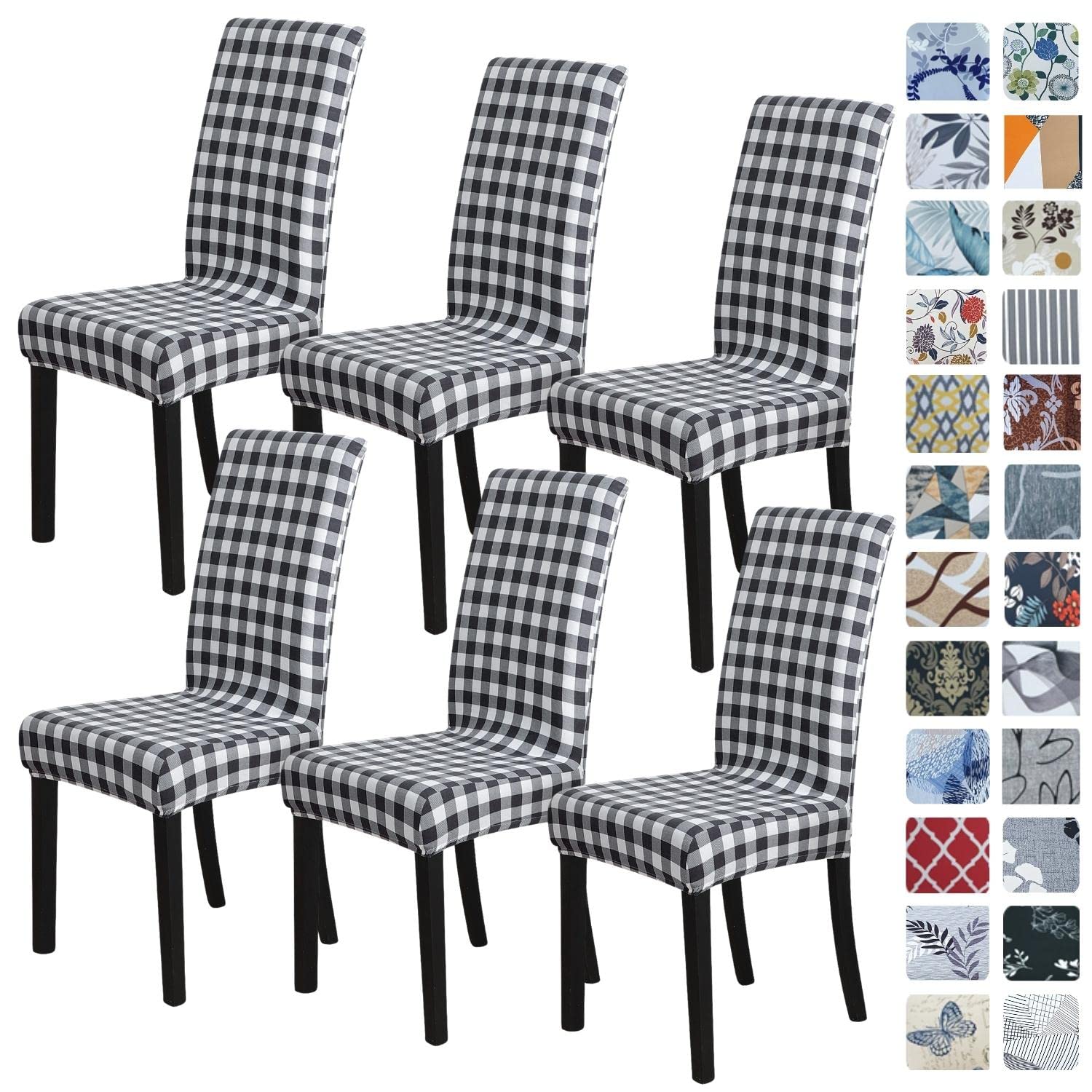 SPRINGRICO Chair Covers for Dining Room 6 Pack, Stretch Dining Chair Cover, Washable Spandex Kitchen Parsons Chair Slipcovers, Removable Seat Protector for Home or Party (Set of 6, Floral Beige)