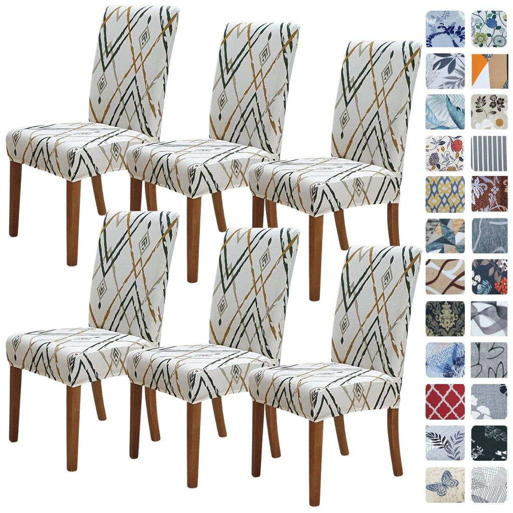 SPRINGRICO Chair Covers for Dining Room 6 Pack, Stretch Dining Chair Cover, Washable Spandex Kitchen Parsons Chair Slipcovers, Removable Seat Protector for Home or Party (Set of 6, Floral Beige)