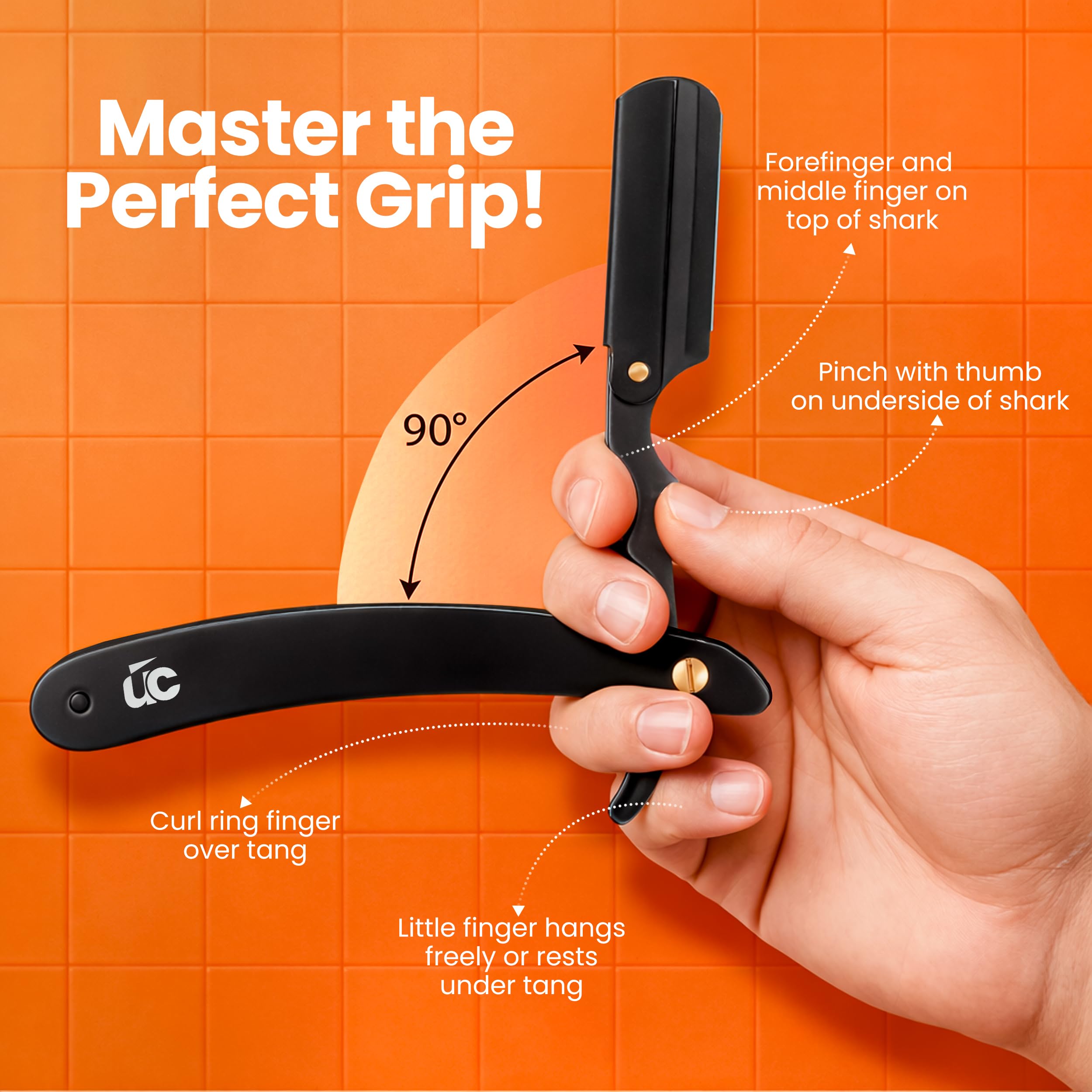 Utopia Care Professional Straight Razor for Men, Barber Straight Edge Razor Safety with 100 Pack Blades, Black