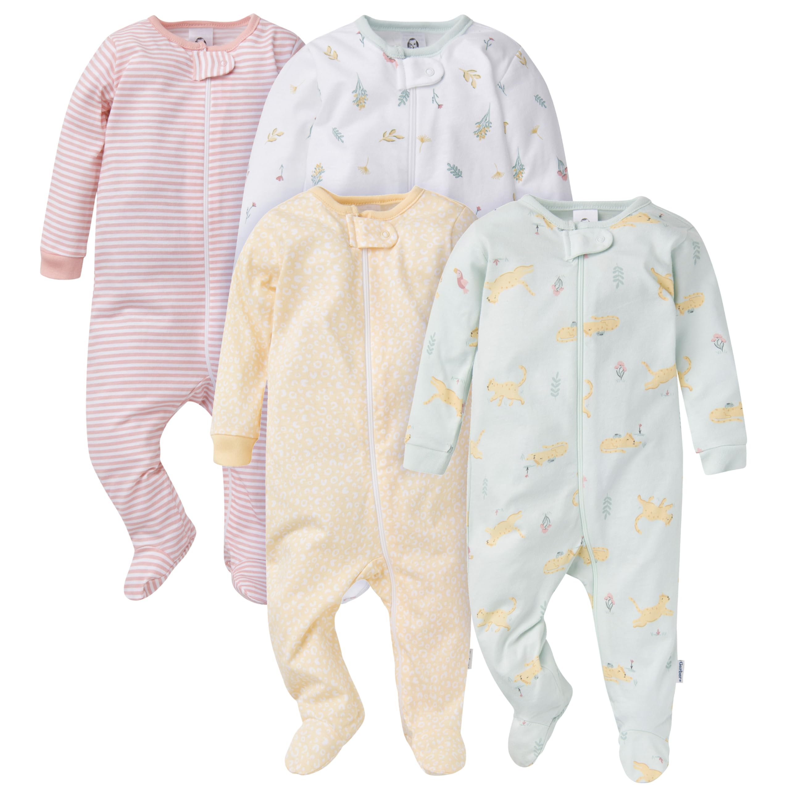 Gerber Baby-Girls 4 Pack Sleep 'N Play Footie