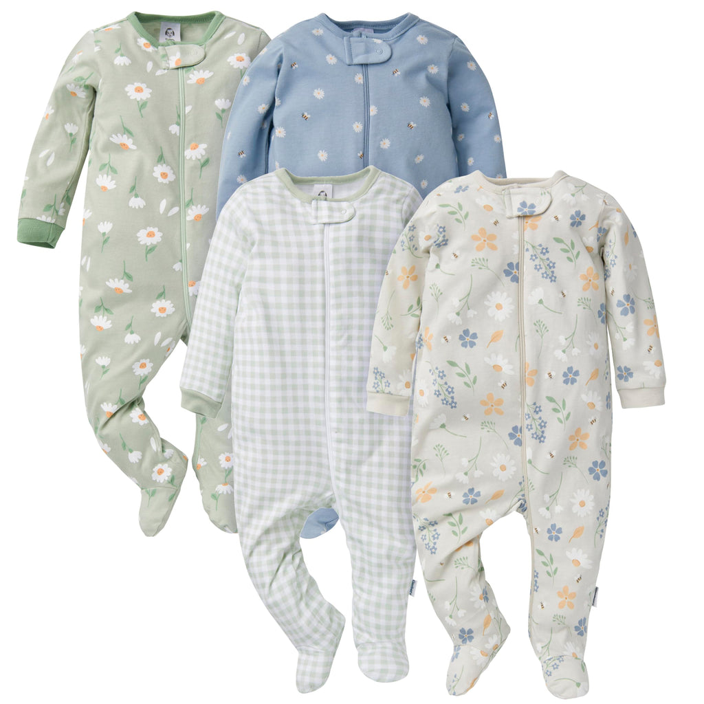 Gerber Baby-Girls 4 Pack Sleep 'N Play Footie