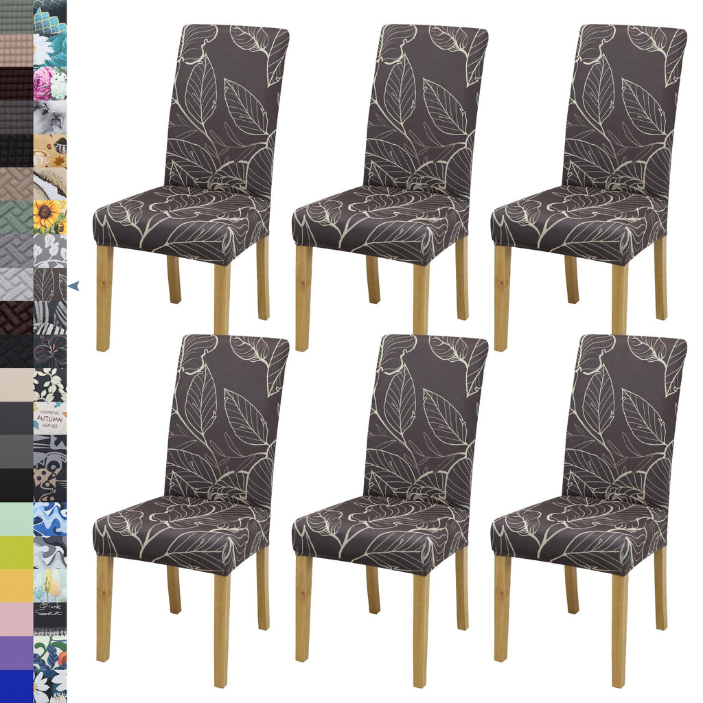 BIETYONE Stretch Dining Chair Covers Set of 6, Soft Removable Washable Kitchen Parsons Chair Slipcovers, High Elastic Seat Protector for Home Hotel Banquet
