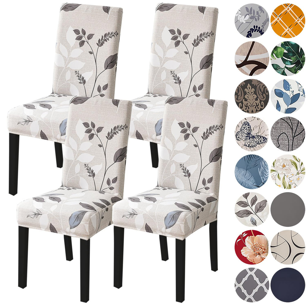 HZDHCLH 6 Pack Chair Covers for Dining Room,Soft Spandex Removable Washable Anti-dust Seat Slipcover, Protector for Hotel,Office,Ceremony,Banquet Wedding Party(Beige, Set of 6)