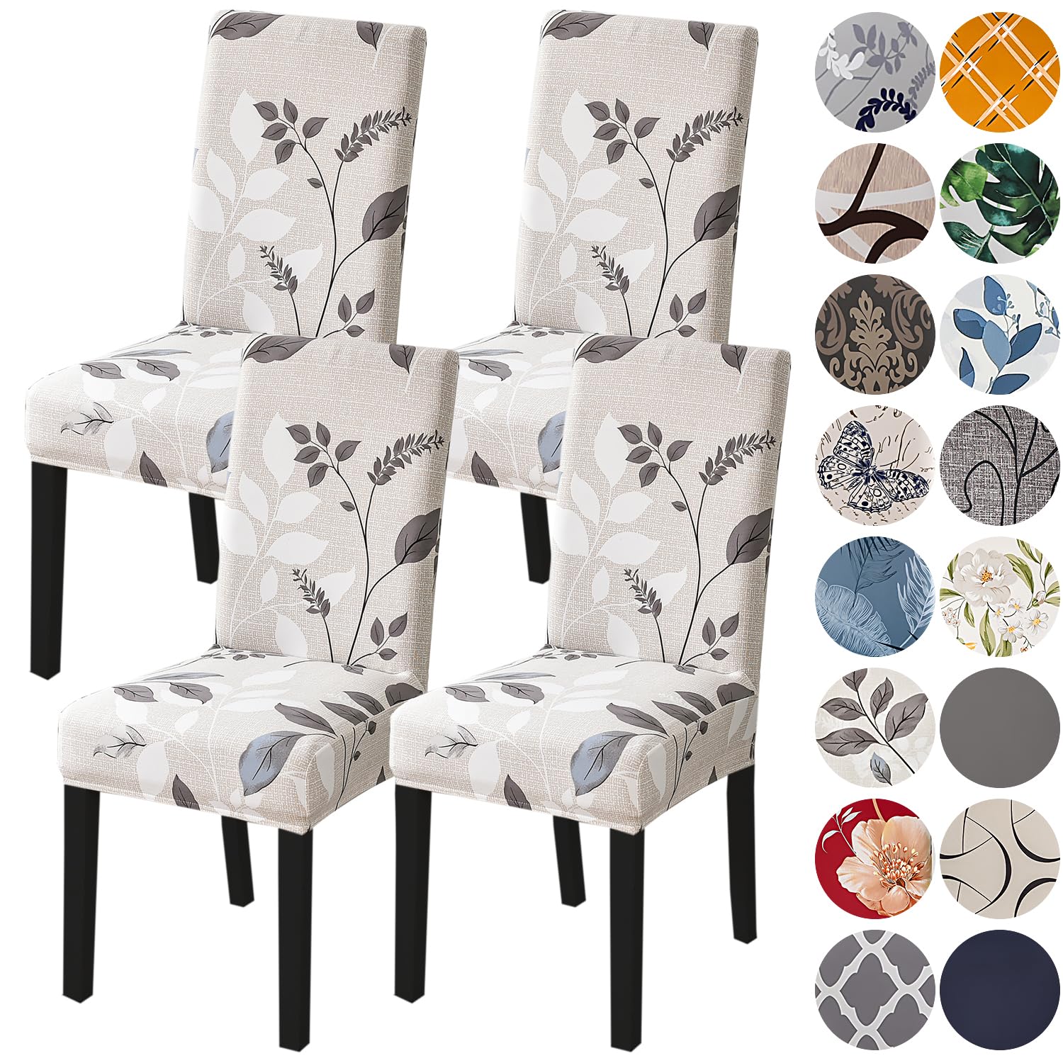 HZDHCLH 6 Pack Chair Covers for Dining Room,Soft Spandex Removable Washable Anti-dust Seat Slipcover, Protector for Hotel,Office,Ceremony,Banquet Wedding Party(Beige, Set of 6)
