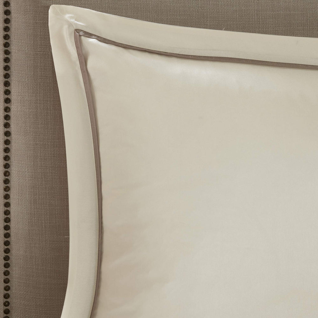 Madison Park Essentials Room in a Bag Faux Silk Comforter Set - Luxe Diamond Tufting All Season Bedding, Matching Curtains, Decorative Pillows, Taupe King(104"x92") 24 Piece