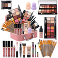 MTDXILTAI All in One Makeup Kit for Makeup storage bag 2X14 Colors Eyeshadow Palette Liquid Foundation Eyeliner Pencils Contouring Stick Lip Gloss 20Pcs Make up Brushes For Women Girls Teens (Black)