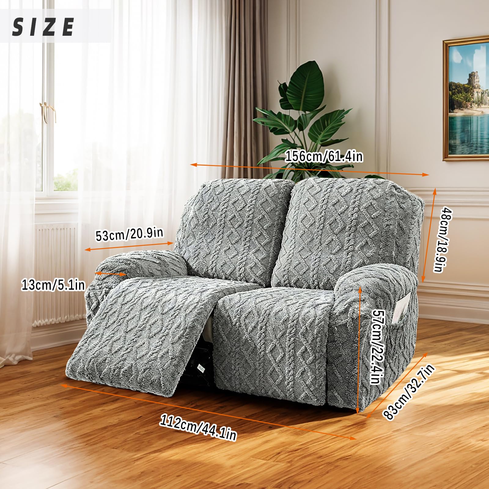 JOKIVTOU Recliner Chair Covers 4-Pieces Reclining Chair Slipcovers with Pocket& Elastic Bottom, Soft Feel Fitted Lazy Boy Sofa Couch Cover Washable, Stretch Recliner Furniture Protector