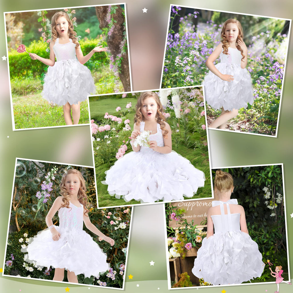 Suppromo Tutu Dress for Girls Sparkly Sequin Tulle Princess Birthday Party Prom Outfit Toddler Girls Sneaker Ball Gown Dress