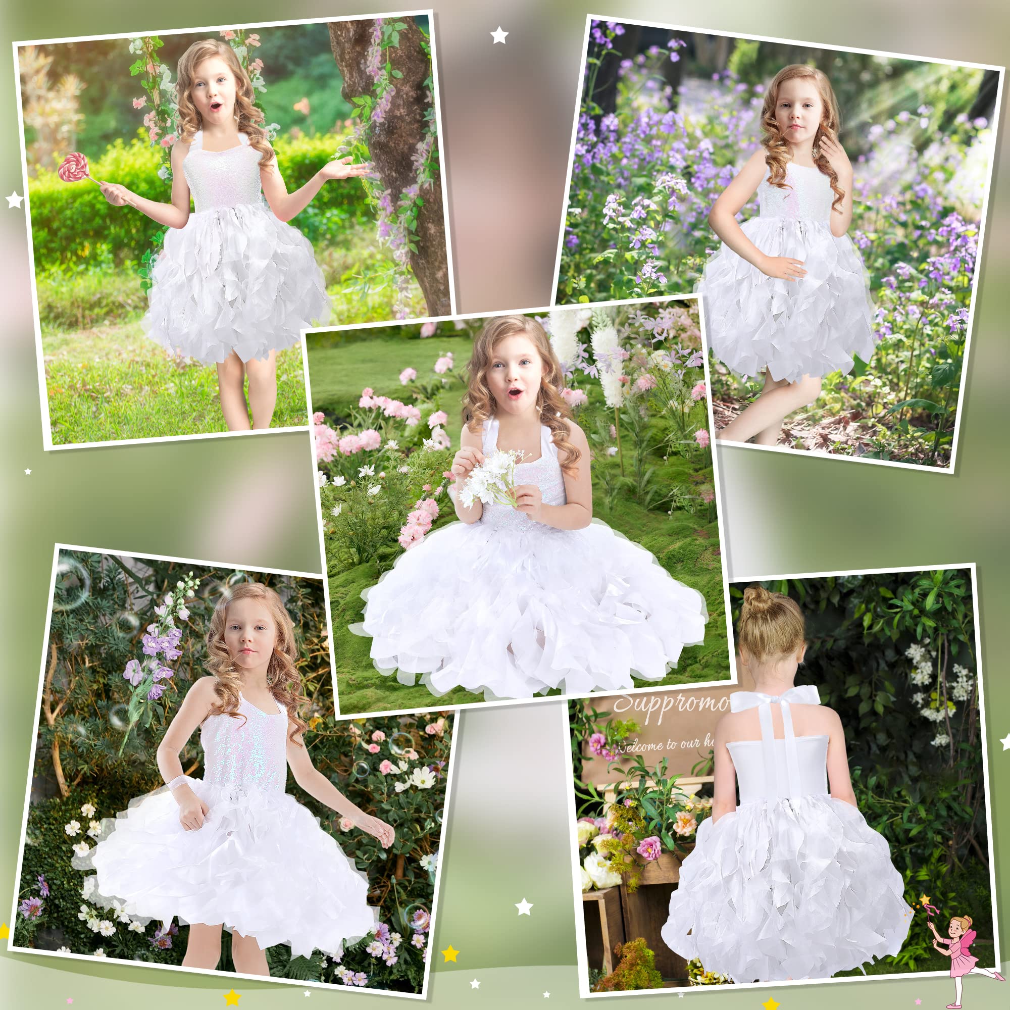 Suppromo Tutu Dress for Girls Sparkly Sequin Tulle Princess Birthday Party Prom Outfit Toddler Girls Sneaker Ball Gown Dress