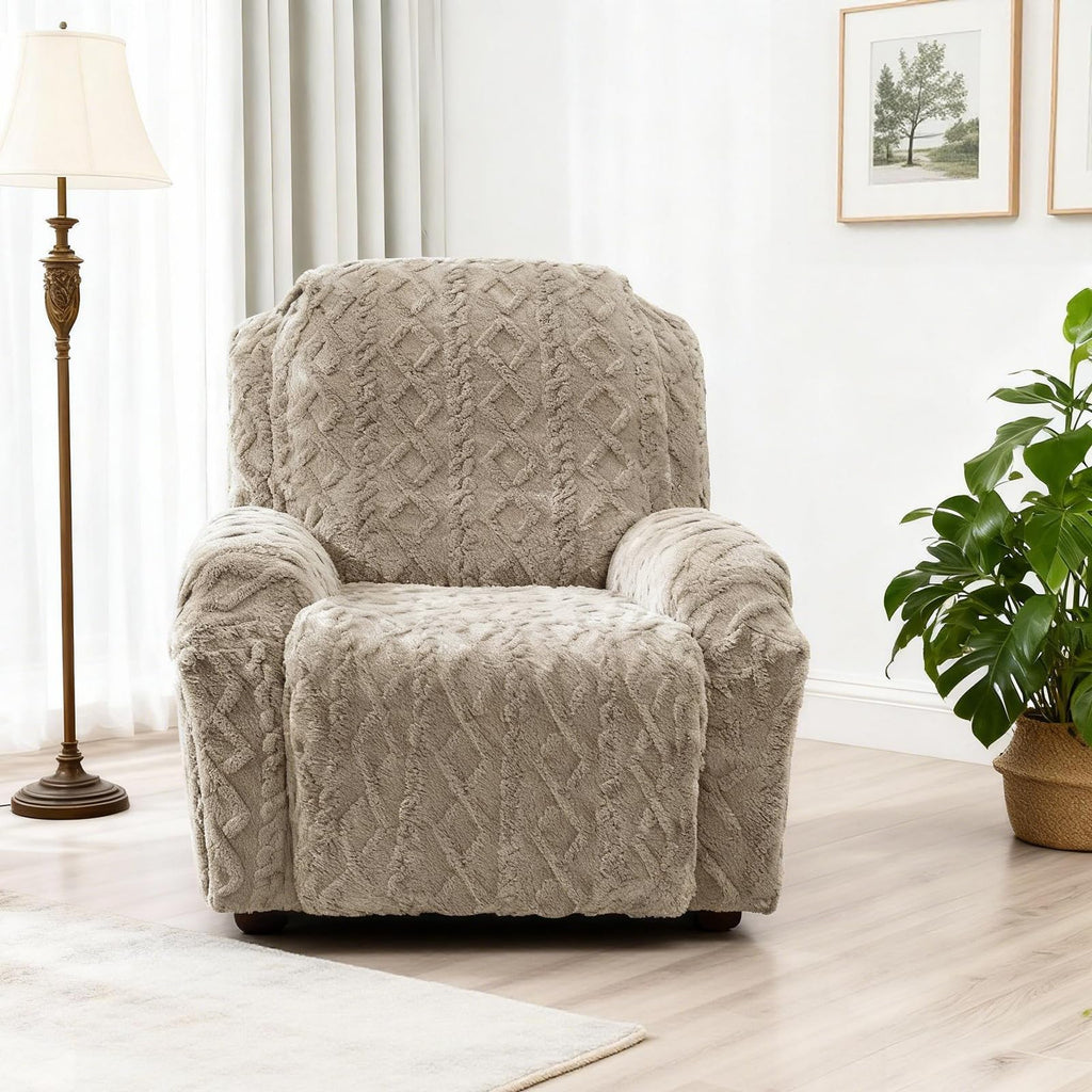 JOKIVTOU Recliner Chair Covers 4-Pieces Reclining Chair Slipcovers with Pocket& Elastic Bottom, Soft Feel Fitted Lazy Boy Sofa Couch Cover Washable, Stretch Recliner Furniture Protector