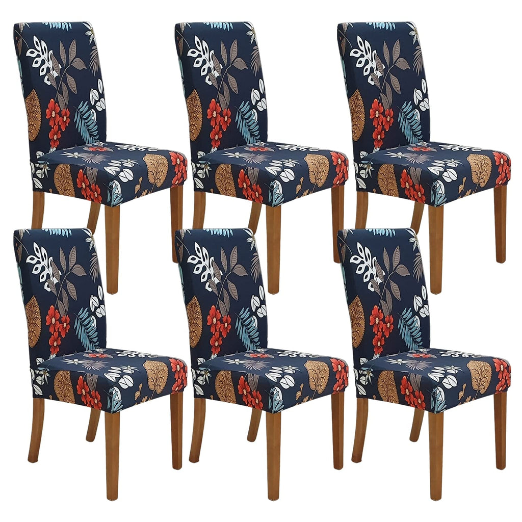 SPRINGRICO Chair Covers for Dining Room 6 Pack, Stretch Dining Chair Cover, Washable Spandex Kitchen Parsons Chair Slipcovers, Removable Seat Protector for Home or Party (Set of 6, Floral Beige)