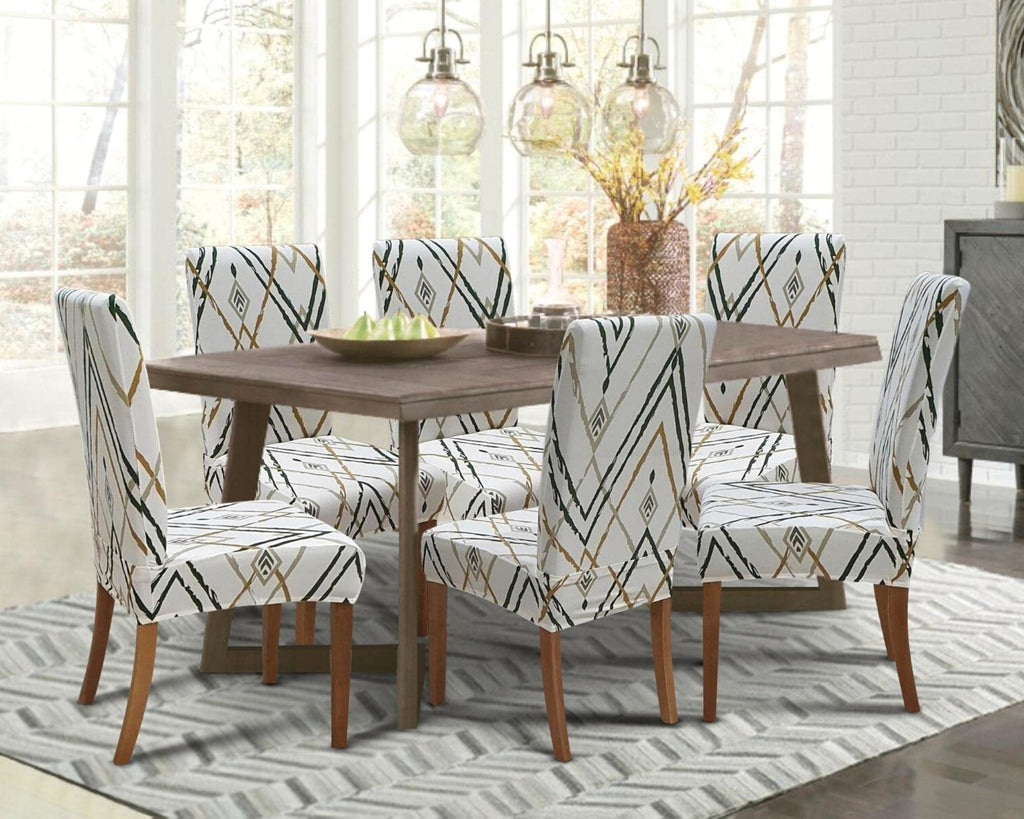 SPRINGRICO Chair Covers for Dining Room 6 Pack, Stretch Dining Chair Cover, Washable Spandex Kitchen Parsons Chair Slipcovers, Removable Seat Protector for Home or Party (Set of 6, Floral Beige)