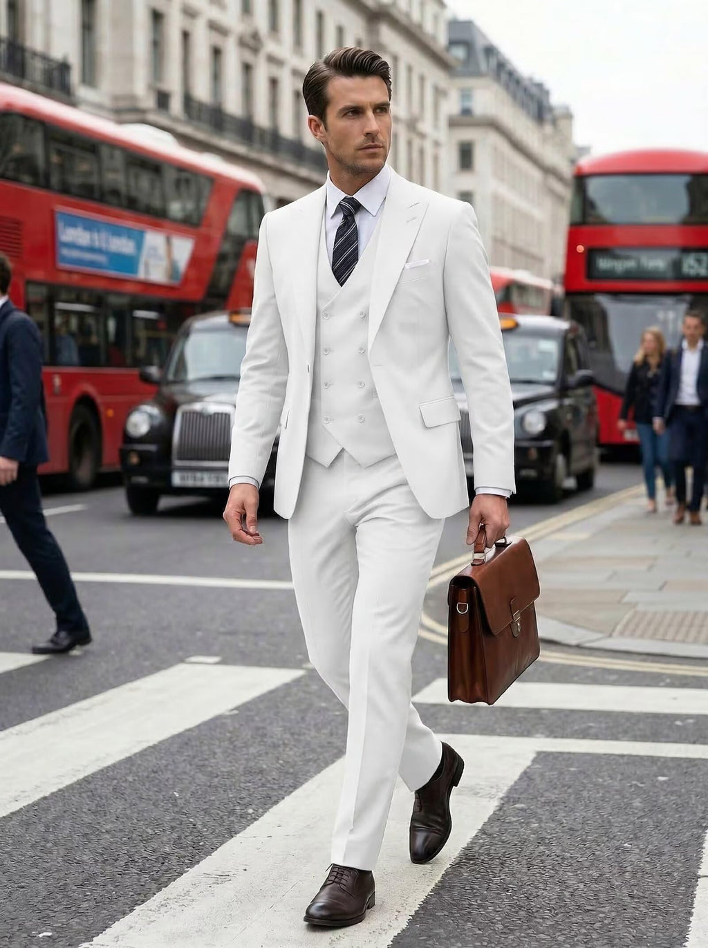 Mens Suit 3 Piece Double Breasted Suit Men Formal Business Tuxedos Blazer Vest Pants Set for Wedding Party Dinner