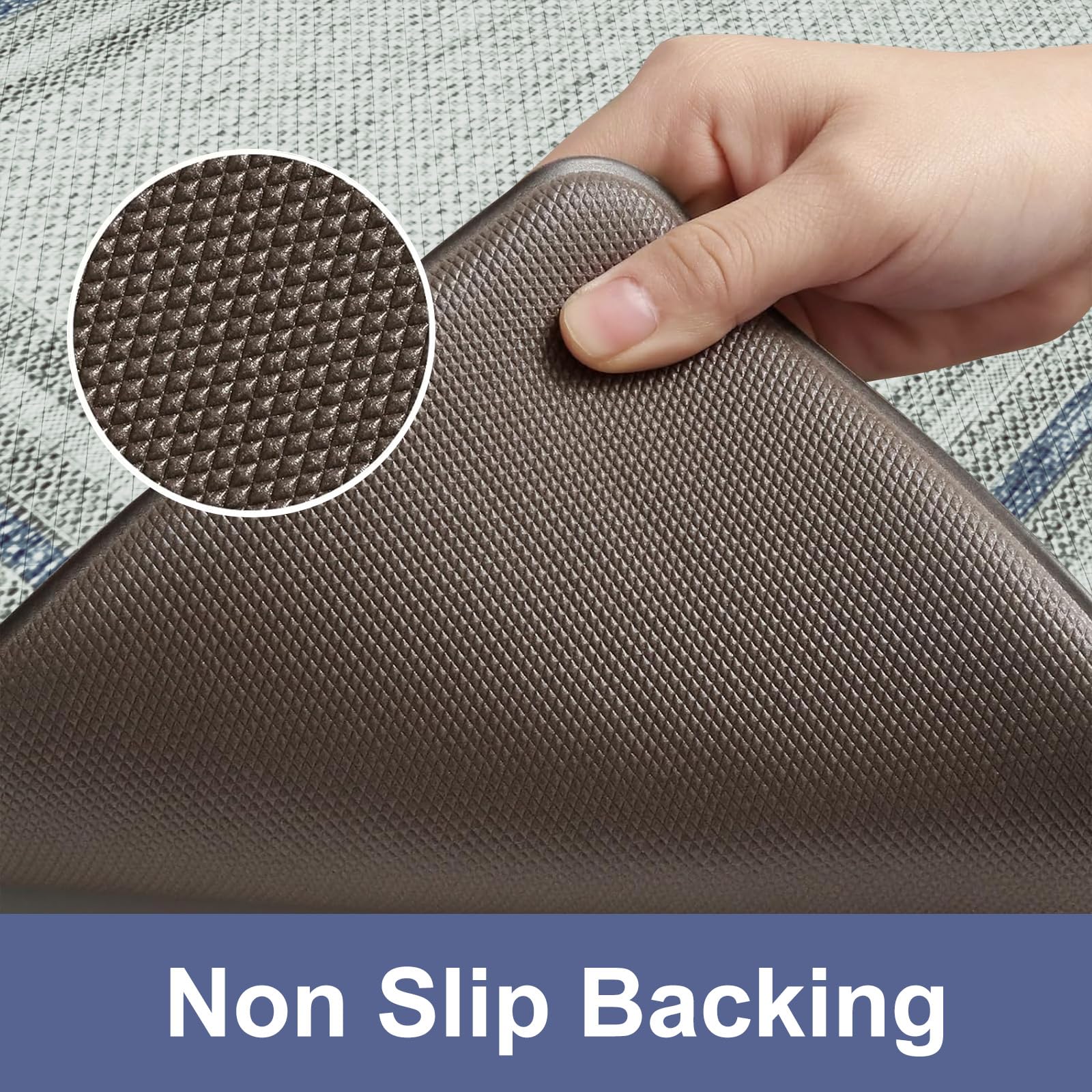 KIMODE Kitchen Mats 2PCS,Cushioned Anti Fatigue Kitchen Rugs and Mats,Non Skid Waterproof Kitchen Mats for Floor,Comfort Foam Standing Mat for Home Decor, Office,Sink,Laundry Room,Desk,Black and White
