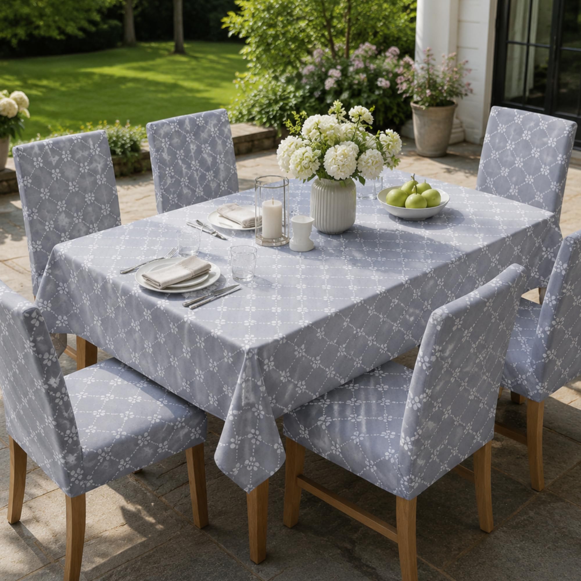 7 Pcs Sunflower Chair Covers and Tablecloth Set 60 x 84 Inch Waterproof Stain Rectangular Table Cover with Stretchable Removable Chair Slipcovers for Dining Room Kitchen Patio Summer Parties