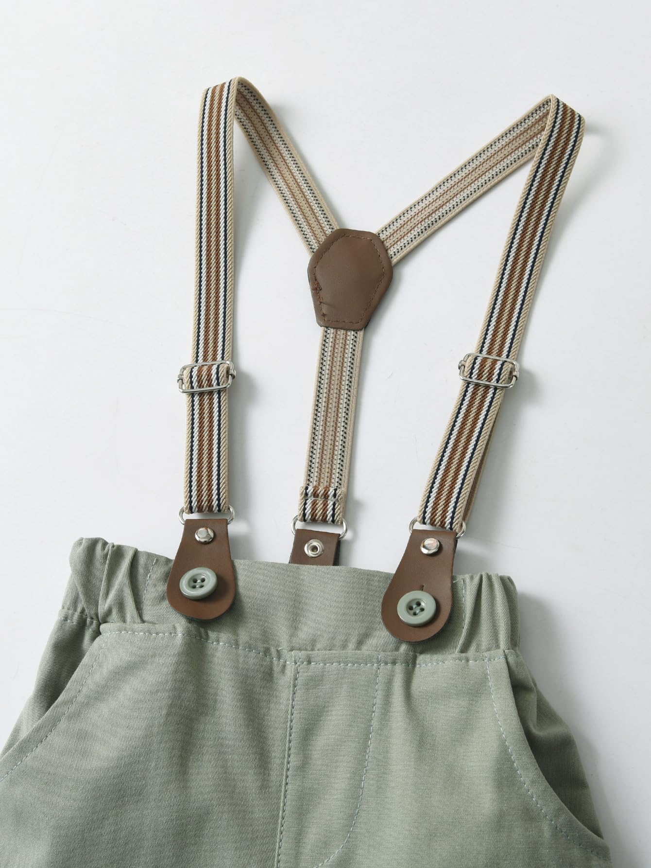 Boarnseorl Baby Boys Gentleman Outfits Suits, Infant Shirt+Shorts+Bow Tie+Suspenders