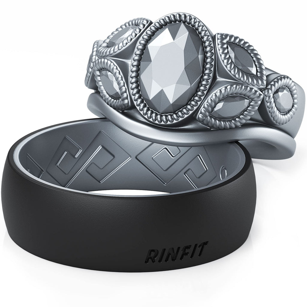 Rinfit Matching Silicone Rings for Couples - Silicone Wedding Bands Sets for Him and Her - His and Hers Ring - Patented Design