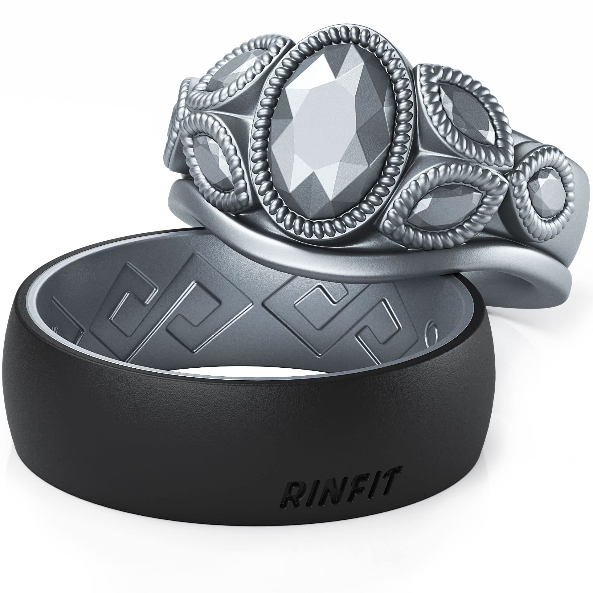 Rinfit Matching Silicone Rings for Couples - Silicone Wedding Bands Sets for Him and Her - His and Hers Ring - Patented Design