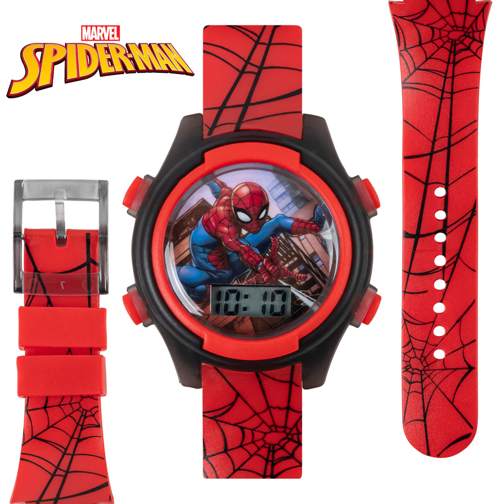 Marvel Spider-Man Kids Watches – Digital Display, Interactive Features, Adjustable Strap, Vibrant Spider-Man Graphics, Durable for Active Kids