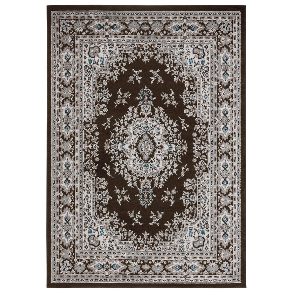 Home Dynamix Premium Sakarya Traditional Medallion Border Area Rug, Black, 21"x35" Rectangle
