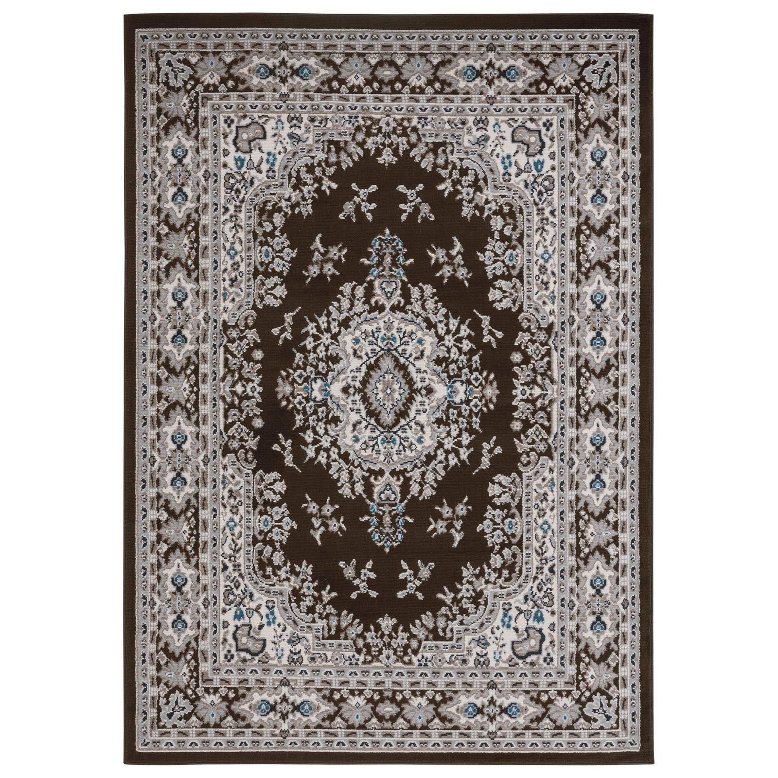 Home Dynamix Premium Sakarya Traditional Medallion Border Area Rug, Black, 21"x35" Rectangle