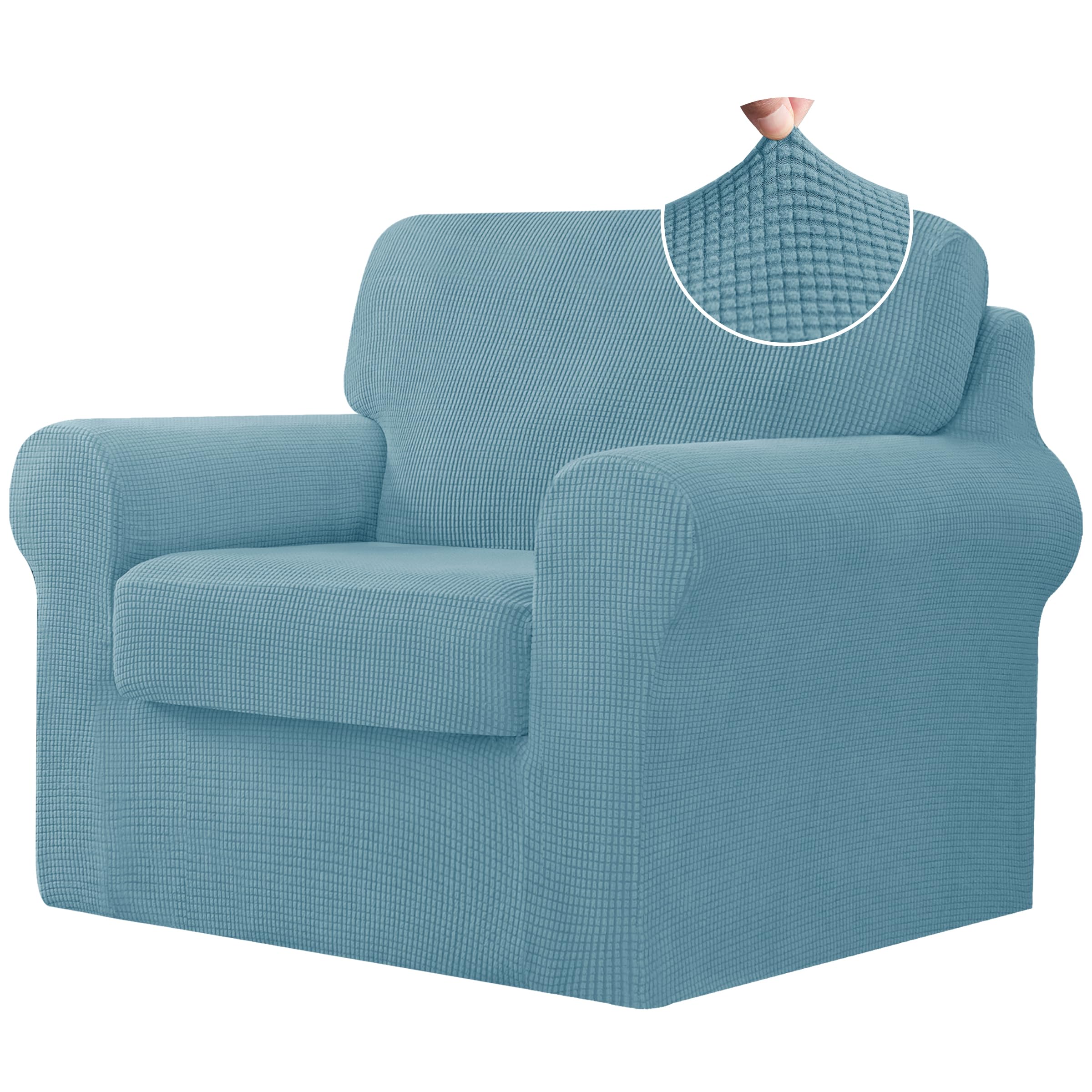 CHUN YI 7 Piece Couch Covers Sofa Covers Washable, Stretch Sofa Slipcovers for 3 Cushion Couch with Seperate Backrest and Cushion Covers, Anti Slip Furniture Protector for Dogs Pets (Large, Grey)