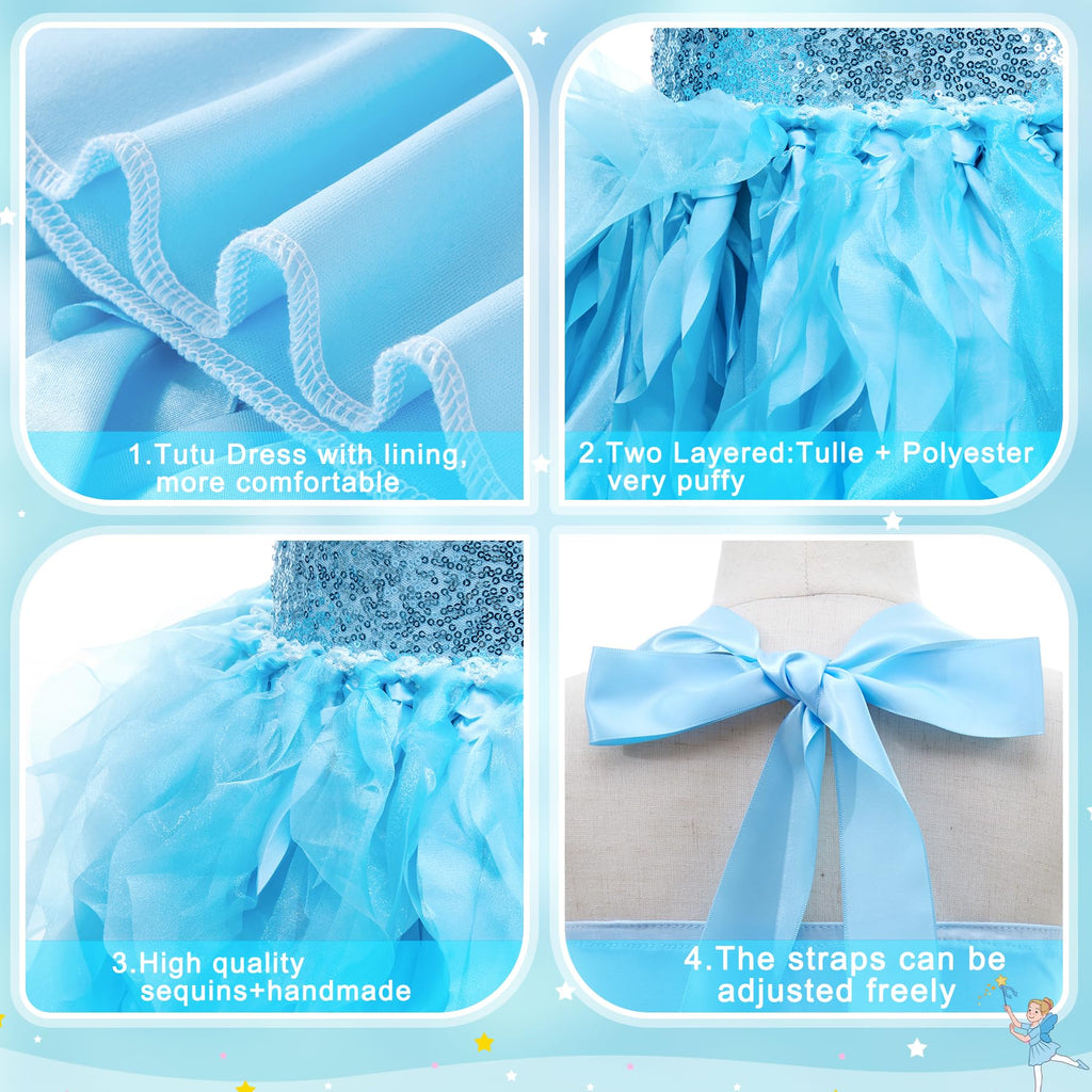 Suppromo Tutu Dress for Girls Sparkly Sequin Tulle Princess Birthday Party Prom Outfit Toddler Girls Sneaker Ball Gown Dress