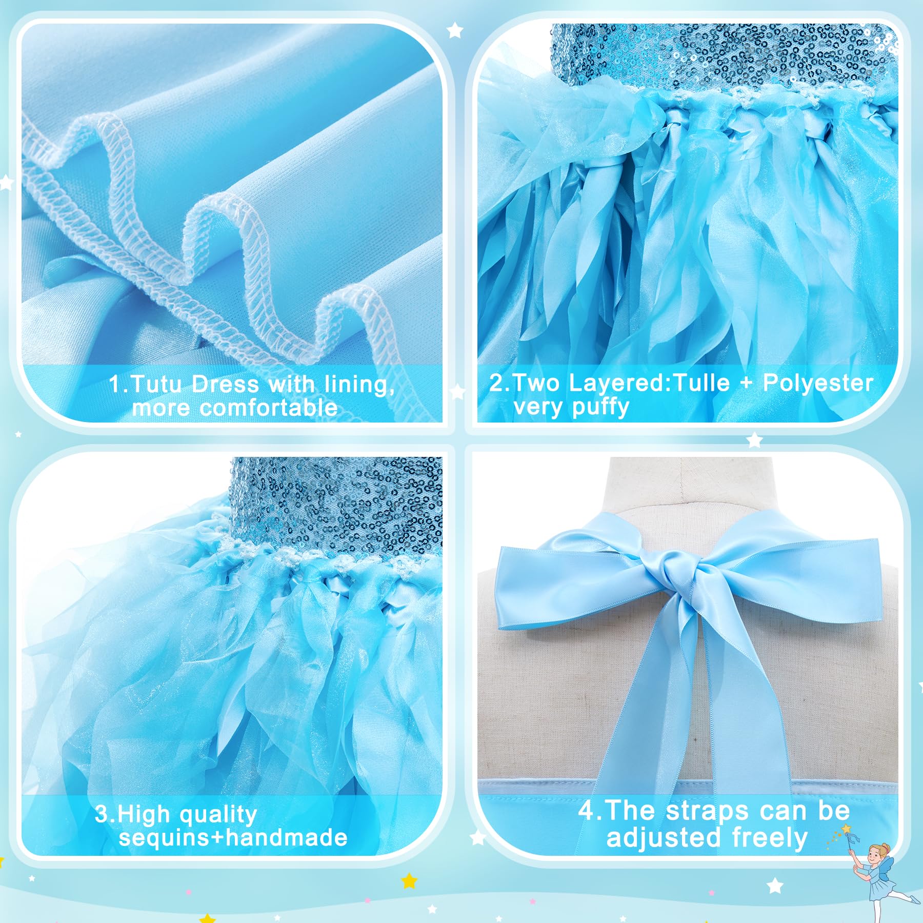 Suppromo Tutu Dress for Girls Sparkly Sequin Tulle Princess Birthday Party Prom Outfit Toddler Girls Sneaker Ball Gown Dress