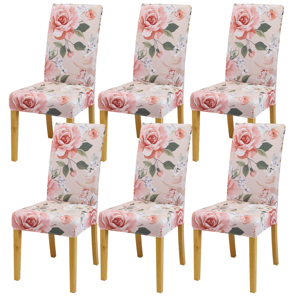 BIETYONE Stretch Dining Chair Covers Set of 6, Soft Removable Washable Kitchen Parsons Chair Slipcovers, High Elastic Seat Protector for Home Hotel Banquet