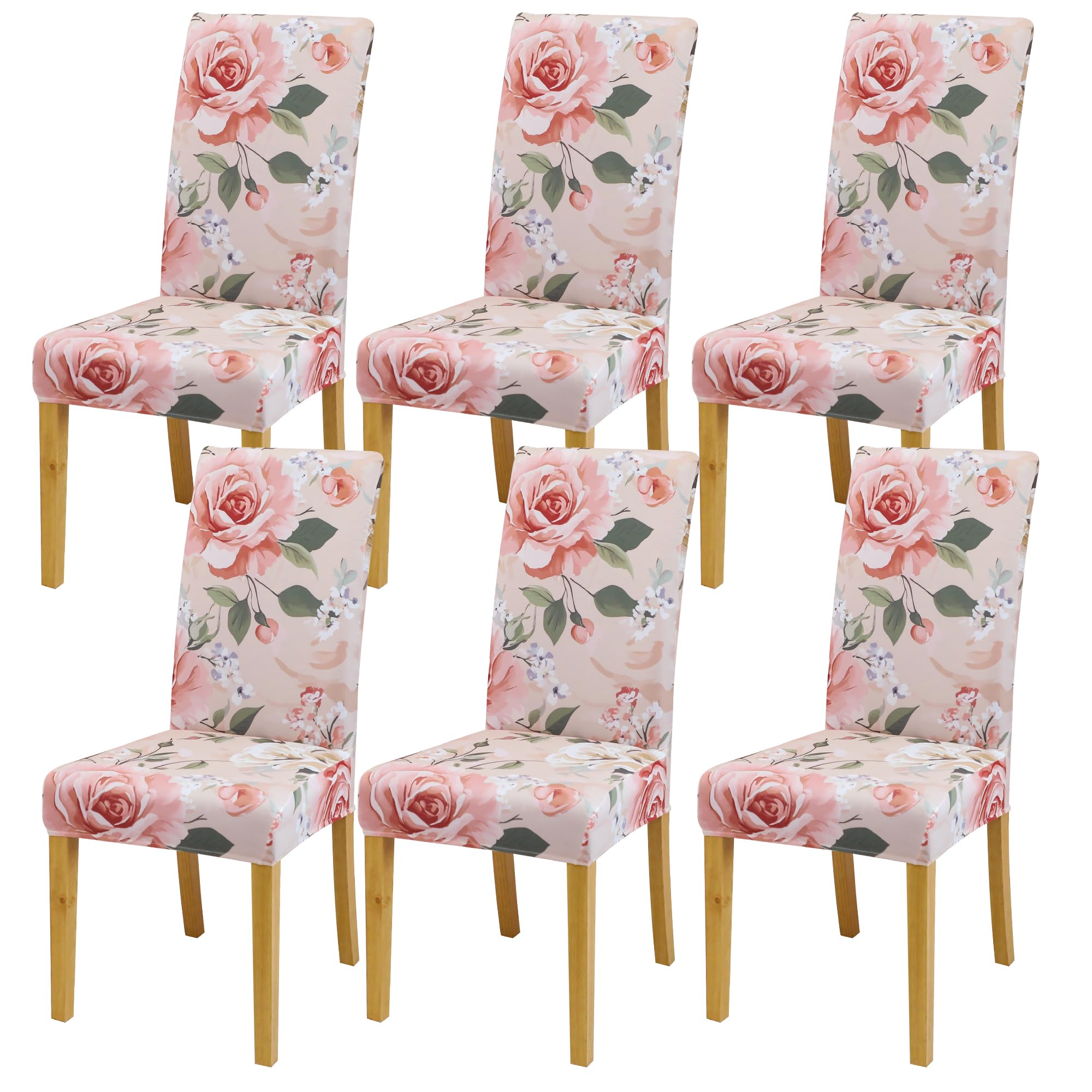 BIETYONE Stretch Dining Chair Covers Set of 6, Soft Removable Washable Kitchen Parsons Chair Slipcovers, High Elastic Seat Protector for Home Hotel Banquet