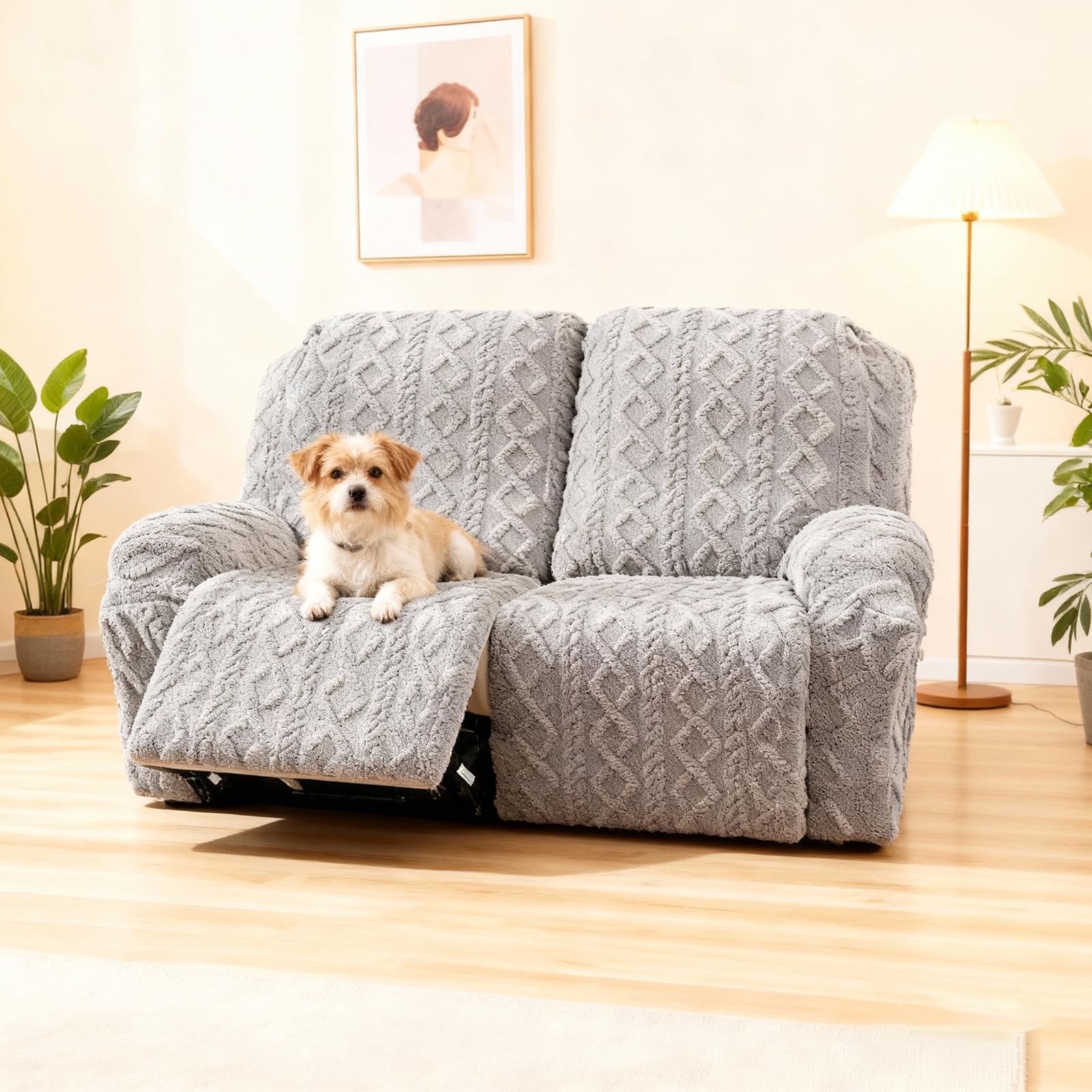 JOKIVTOU Recliner Chair Covers 4-Pieces Reclining Chair Slipcovers with Pocket& Elastic Bottom, Soft Feel Fitted Lazy Boy Sofa Couch Cover Washable, Stretch Recliner Furniture Protector
