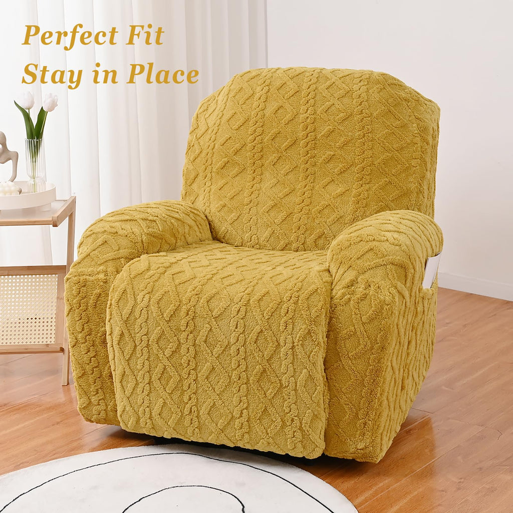 JOKIVTOU Recliner Chair Covers 4-Pieces Reclining Chair Slipcovers with Pocket& Elastic Bottom, Soft Feel Fitted Lazy Boy Sofa Couch Cover Washable, Stretch Recliner Furniture Protector
