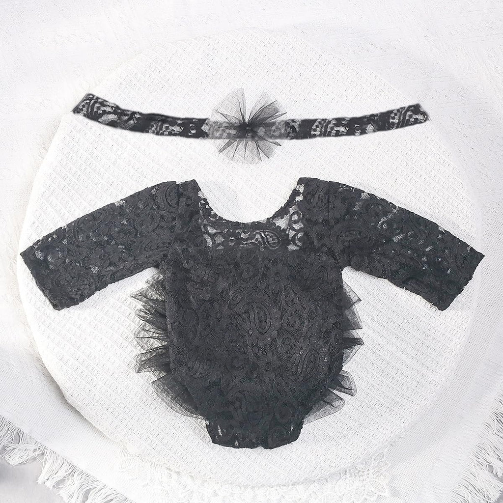Newborn Photography Outfits Girl Baby Photography Props Lace Romper with Headress Newborn Outfits Girls Photo Props