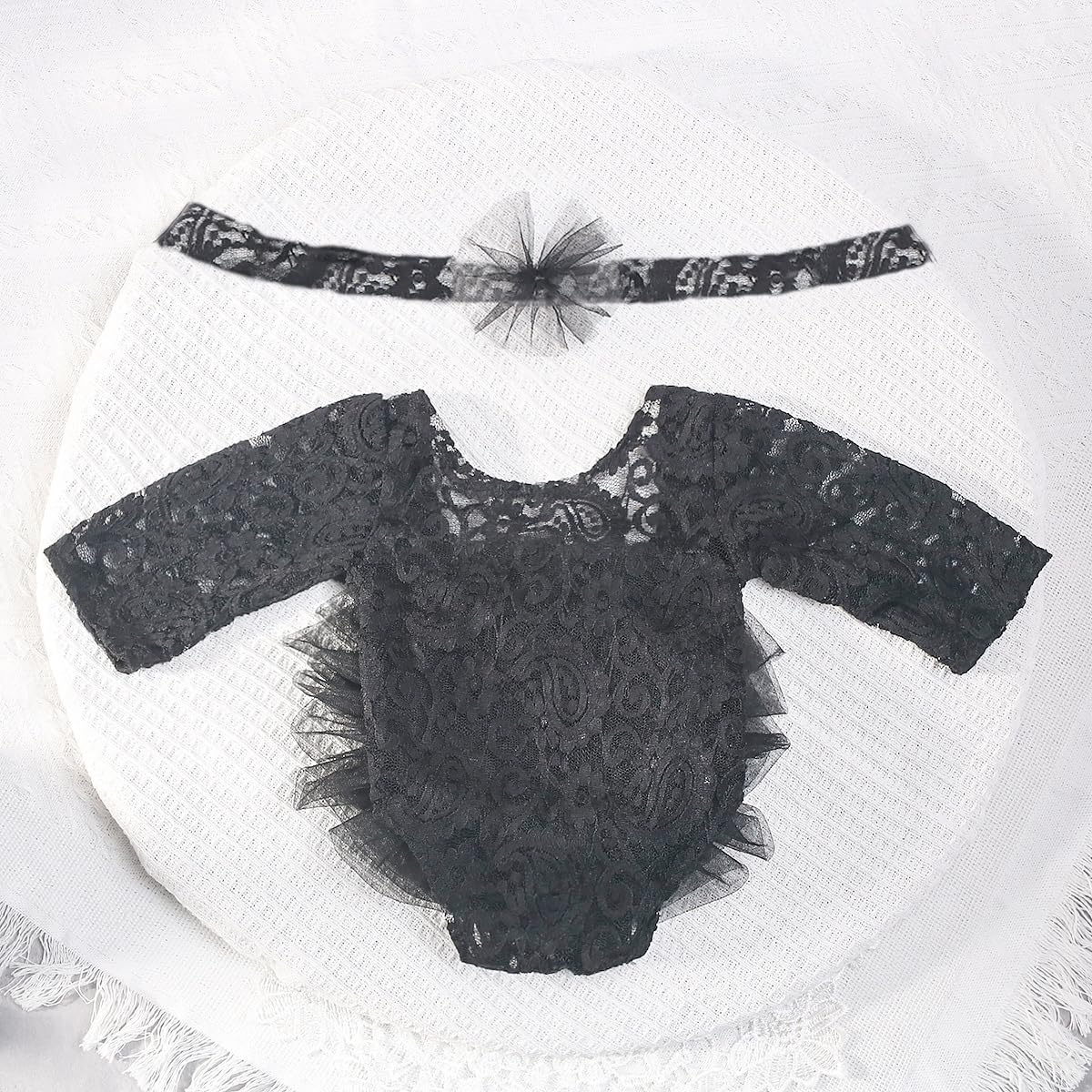 Newborn Photography Outfits Girl Baby Photography Props Lace Romper with Headress Newborn Outfits Girls Photo Props