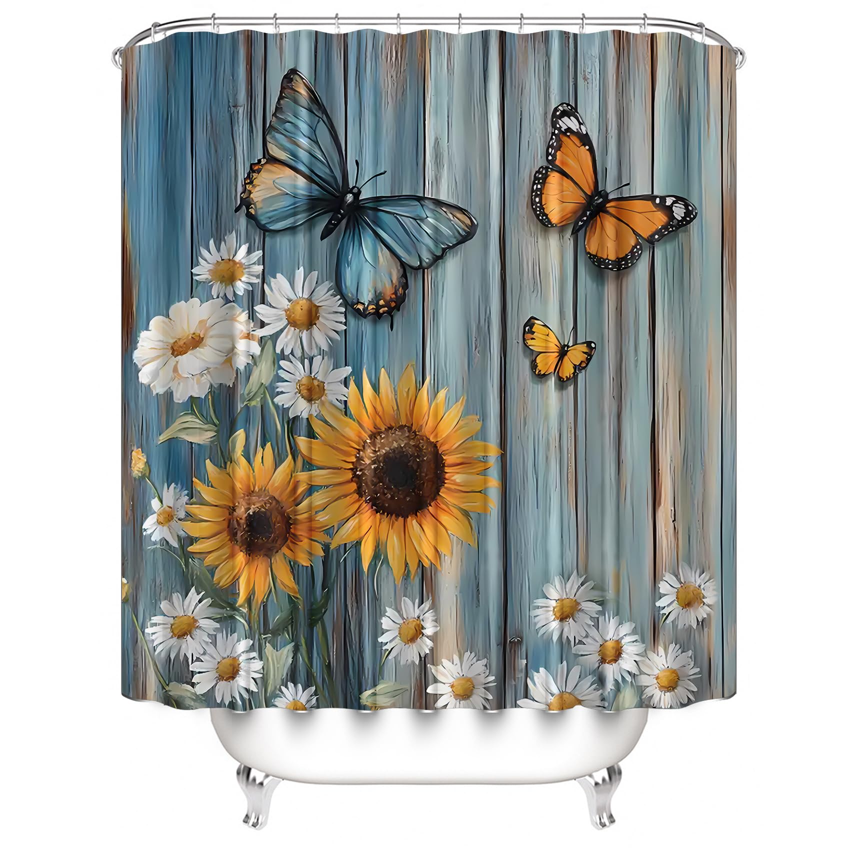 AZHM 4PCS Lotus Shower Curtain Set Black and Gold Flower Bathroom Decor Sets with Shower Curtain and Rugs and Accessories with 12 Hooks for Toilet