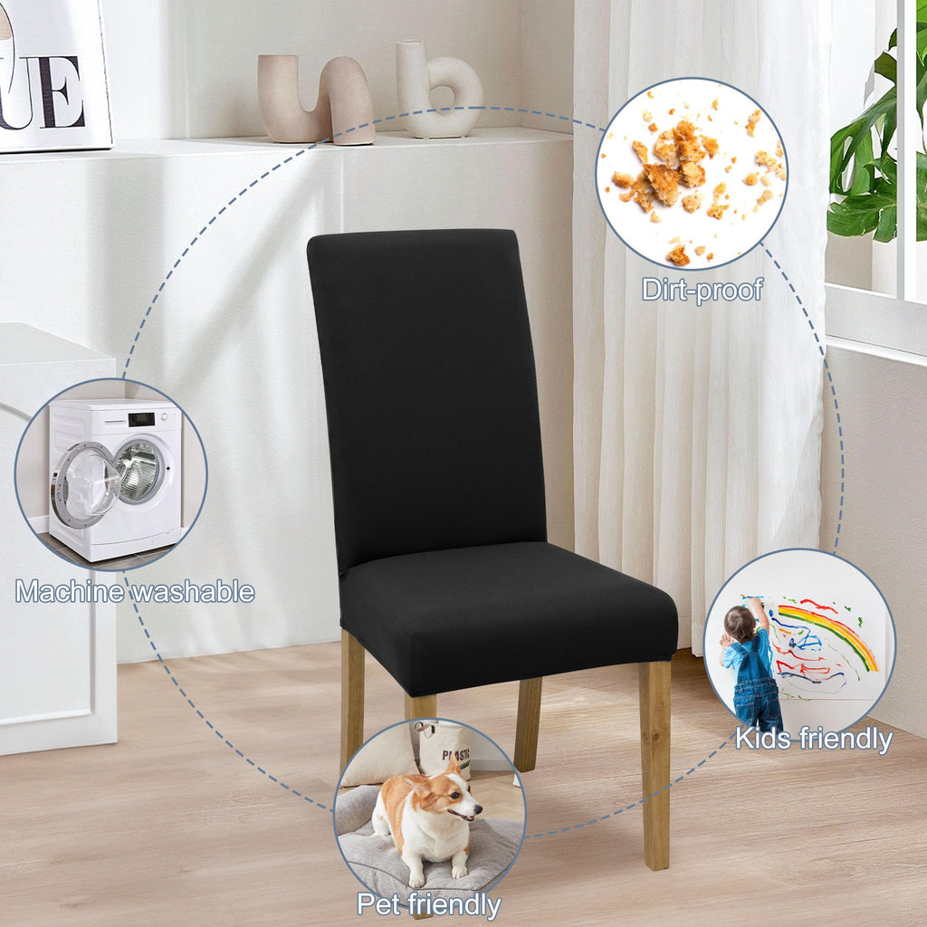 BIETYONE Stretch Dining Chair Covers Set of 6, Soft Removable Washable Kitchen Parsons Chair Slipcovers, High Elastic Seat Protector for Home Hotel Banquet