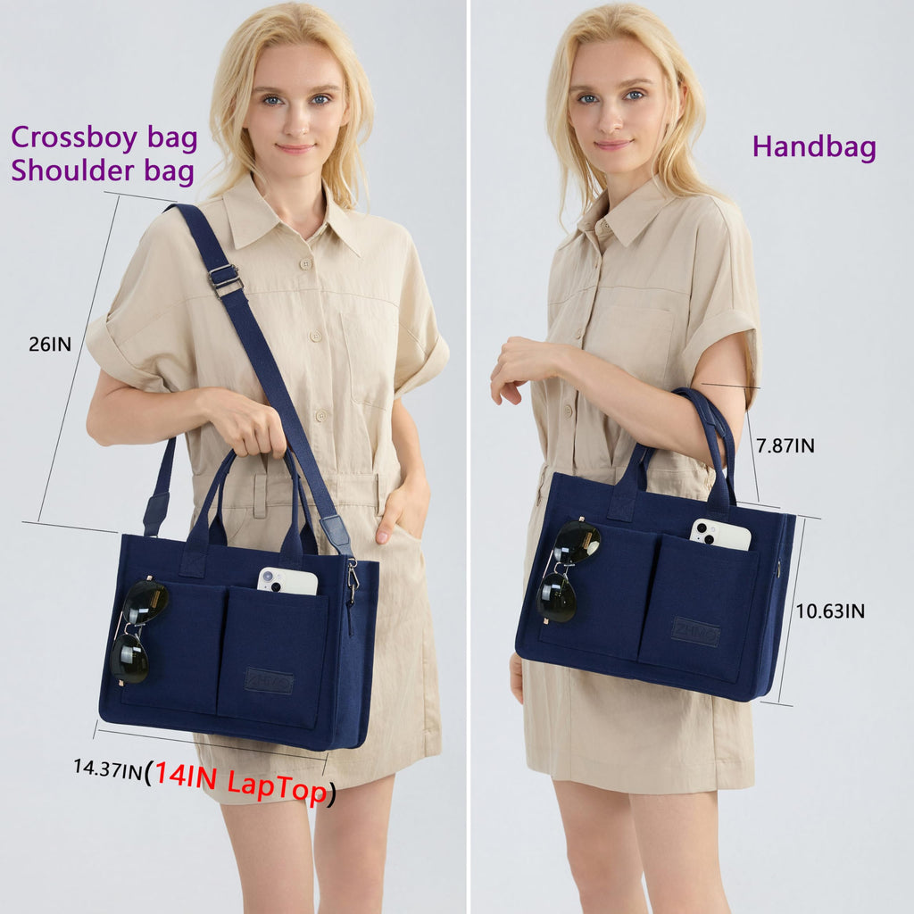 ZHMO Canvas Tote Bag for Women,Women's Bags Crossbody Bags Work Laptop Tote Bag Large Handbags Purse for Travel Nurse Teacher
