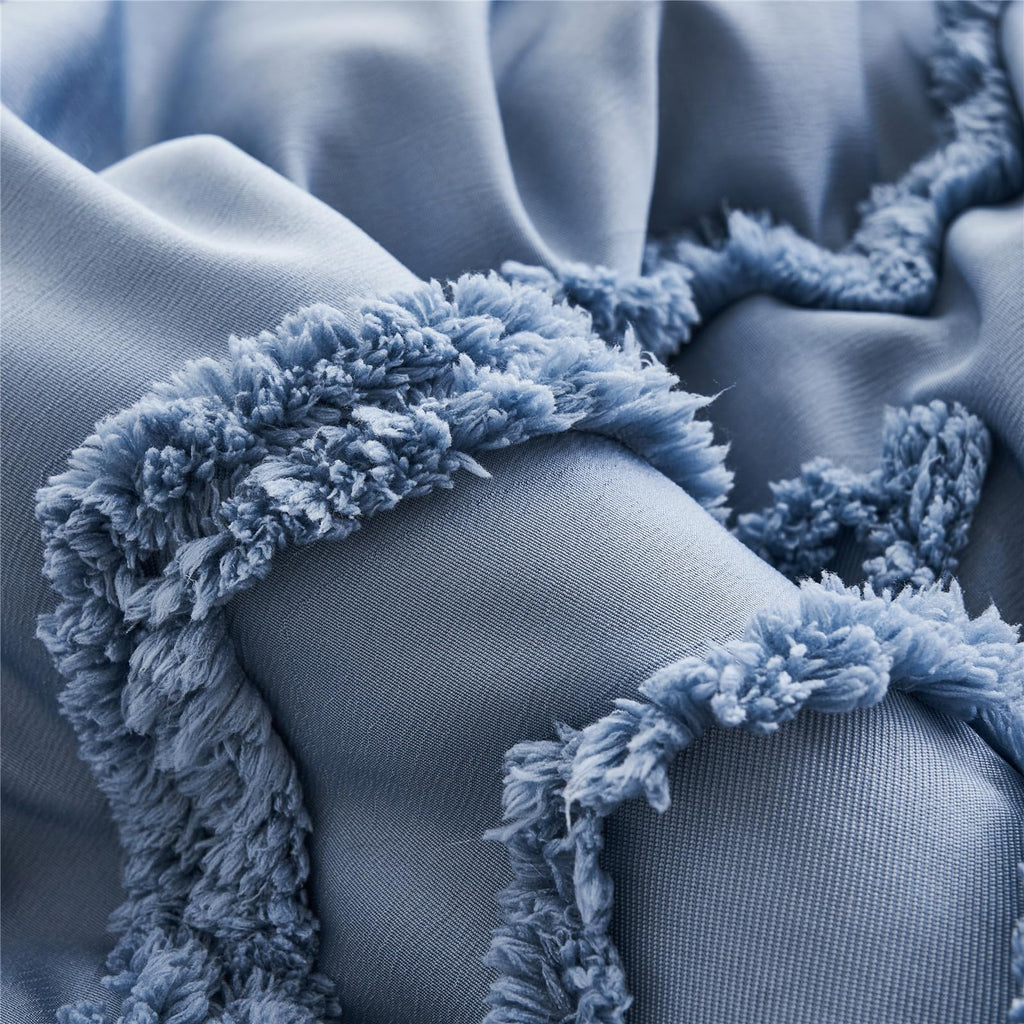 KAKIJUMN Grey Tufted Comforter Set King Size 7 Piece Bed in a Bag, Shabby Chic Boho Comforter and Sheet Set, Pom Pom Textured Bed Set, All Season Soft Microfiber Complete Bedding Set(Grey,King)