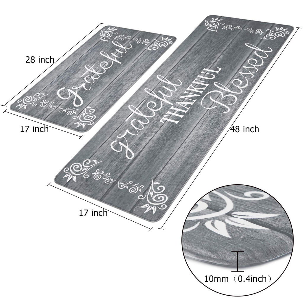 HEBE Anti Fatigue Kitchen Mat Set of 2 Non Slip Cushioned Kitchen Mats for Floor Waterproof Farmhouse Kitchen Rugs and Mats Set Comfort Standing Desk Mat Carpet for Sink,Office,Laundry